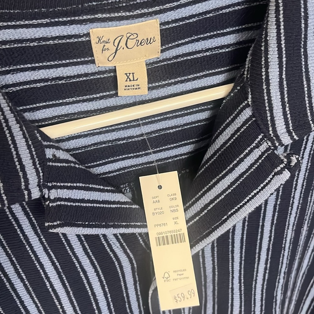 NWT J. Crew Textured camp-collar sweater-tee in stripe XL - Picture 4 of 4